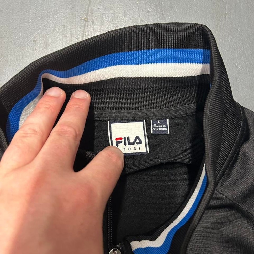 Vintage Y2K Fila sport Italy soccer zip up black and grey track jacket - Picture 3 of 4